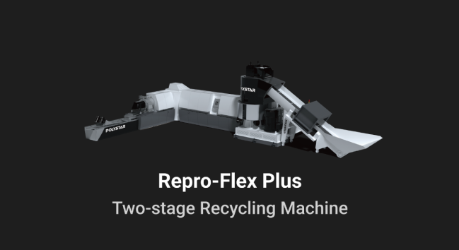 Two stage plastic recycling machine for post-consumer plastics and printed films