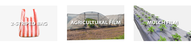 AB film applications: 2 color bags, agricultural film, mulch film
