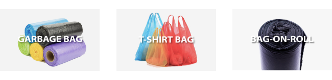mini type blown film machine applications: T-shirt bags, flat bags, garbage bags