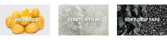 plastic film-on-roll, bag cutoffs, leno bags, stretch film recycling